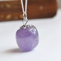 Tumbled Amethyst Necklace, Tumbled Stone Necklace for Her, Purple Stone Necklace for Spring, Canadian Jewelry Shop Simple Stone Necklace-1