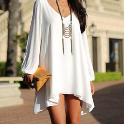 Fashion loose v-neck dress - Thumbnail 5