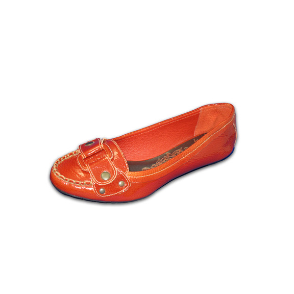 Matisse Orange Patent Leather Flat, Size 7