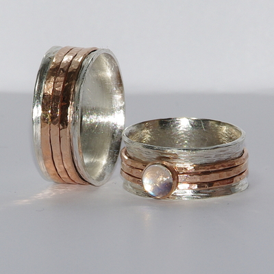 Personalized unique wedding bands - custom engraved words inside single bands