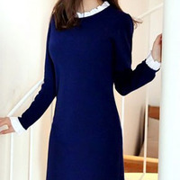 Cute Cotton A Line Above Knee Plain Womens Dresses 023-150108028 - Thumbnail 1