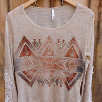 Blind Trust Oatmeal Aztec Top Size L NWT