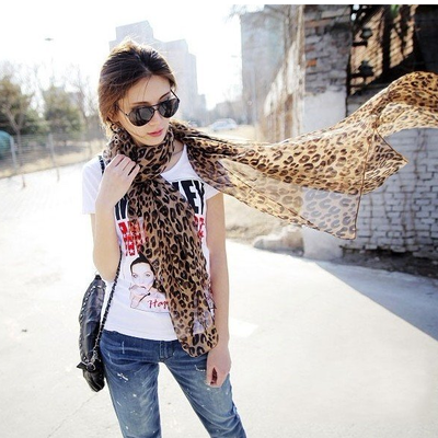Leopard chiffon scarf