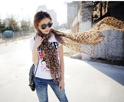 Leopard Chiffon Scarf