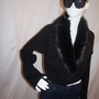 Vintage Loft Black Fur Neck Top Size XL-1