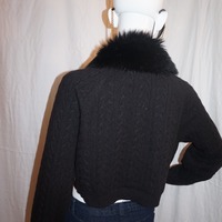 Vintage Loft Black Fur Neck Top Size XL - Thumbnail 3