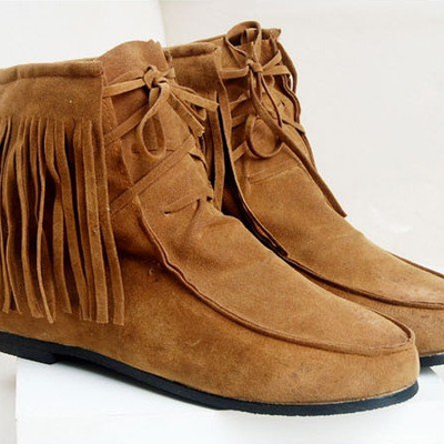 Tribal tassel ankle boots
