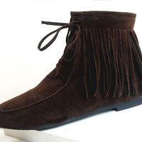 Tribal Tassel Ankle Boots - Thumbnail 1