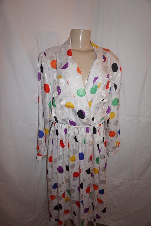 Vintage Jellis White Polka Dot Dress Size XL