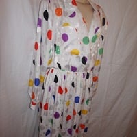 Vintage Jellis White Polka Dot Dress Size XL - Thumbnail 1