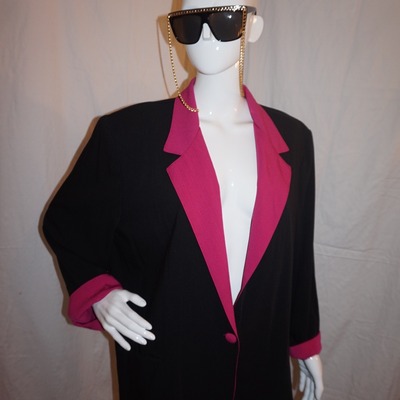 Vintage toni garment black/pink collar blazer size 2x