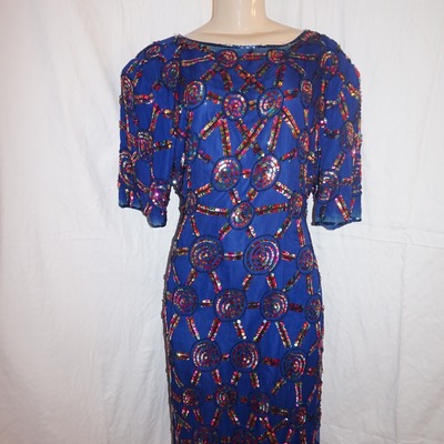 Vintage midnight run blue sequins dress size 1x