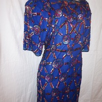 Vintage Midnight Run Blue Sequins Dress Size 1x - Thumbnail 1