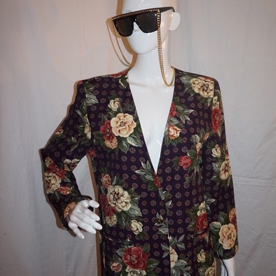 Vintage naughton mcnaughton purple floral blazer size m