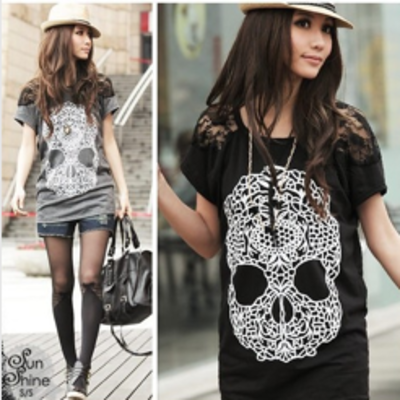 Lace sexy skull t-shirt - Thumbnail 5