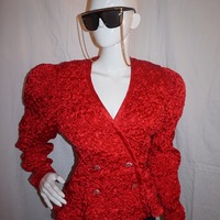 Vintage Farinane Red Ruffle Peplum Top Size M-L - Thumbnail 1