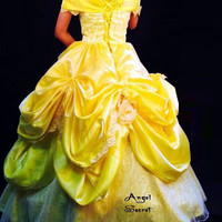 P132 [Adult] COSPLAY beauty and beast princess belle Costume tailor made kid adult GOWN  - Thumbnail 3
