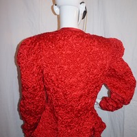 Vintage Farinane Red Ruffle Peplum Top Size M-L - Thumbnail 3