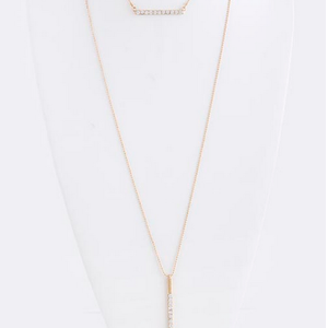ON SALE!!! CRYSTAL ENCRUSTED METAL BAR LAYER NECKLACE