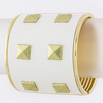On sale!!!  women's rockstar gold studded white leather cuff