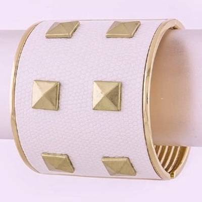 On sale!!!  women's rockstar gold studded white leather cuff