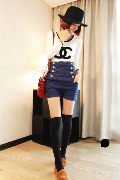 High Waist Vintage Double Breasted Shorts