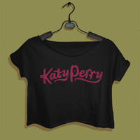 katy perry shirt women's crop tee KP tshirt black white - Thumbnail 1