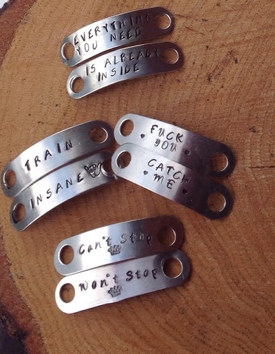 Hand stamped a Sneaker Tags