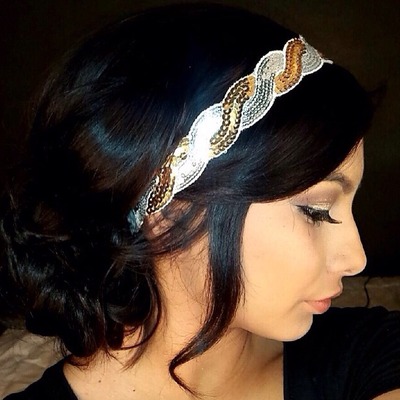 Silver and gold sequin headband