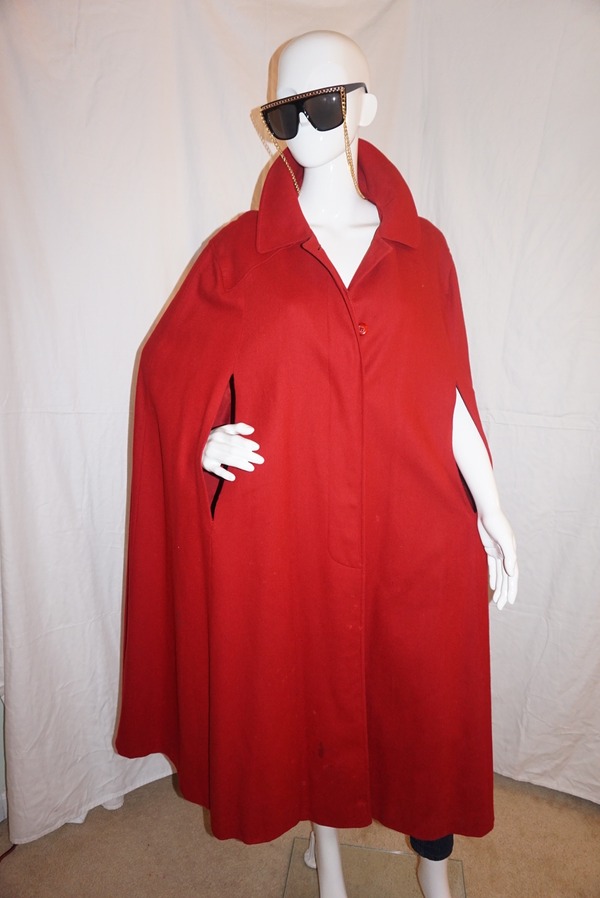 Vintage MG Kinsler RTD Trench Red Cape Coat Size 2x-3x