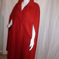 Vintage MG Kinsler RTD Trench Red Cape Coat Size 2x-3x - Thumbnail 2