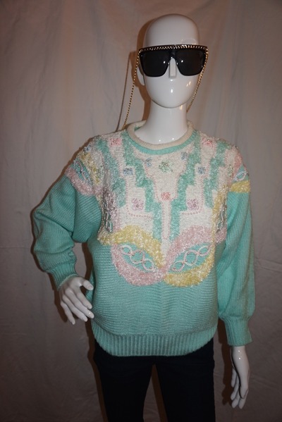 Vintage jacquelyn smith green/white sweater size s-m