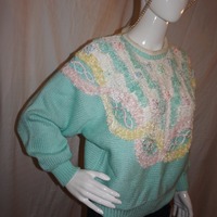 Vintage Jacquelyn Smith Green/White Sweater Size S-M - Thumbnail 1