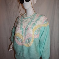 Vintage Jacquelyn Smith Green/White Sweater Size S-M - Thumbnail 3