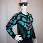 Vintage Apell Barre Black/Turquoise Sweater Size S-1