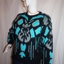 Vintage Apell Barre Black/Turquoise Sweater Size S-2