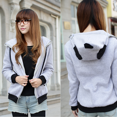 Grey panda head hoodies