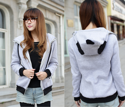 Grey Panda Head Hoodies