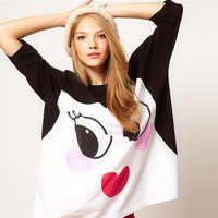 Smile Face Loose Half Sleeve Shirt - Thumbnail 1