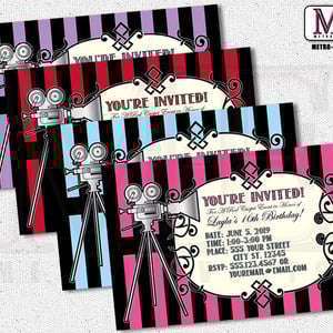 Hollywood Invitation, Hollywood Invitations, Red Carpet Invitation, Sweet Sixteen invitation, Cinema Invitation, Invitations, Invitation