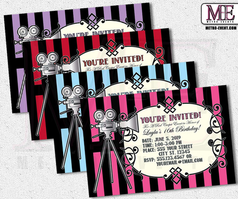 Hollywood Invitation, Hollywood Invitations, Red Carpet Invitation, Sweet Sixteen invitation, Cinema Invitation, Invitations, Invitation