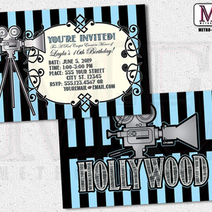 Hollywood Invitation, Hollywood Invitations, Red Carpet Invitation, Sweet Sixteen invitation, Cinema Invitation, Invitations, Invitation - Thumbnail 1
