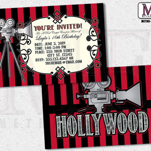 Hollywood Invitation, Hollywood Invitations, Red Carpet Invitation, Sweet Sixteen invitation, Cinema Invitation, Invitations, Invitation - Thumbnail 2