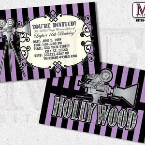 Hollywood Invitation, Hollywood Invitations, Red Carpet Invitation, Sweet Sixteen invitation, Cinema Invitation, Invitations, Invitation - Thumbnail 4