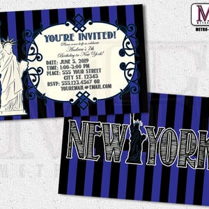 New York Invitations, New York Party, New York Birthday, Sweet 16 Invitations, New York Invitation, New York Invite, New York Invites - Thumbnail 2