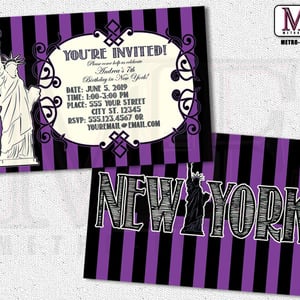 New York Invitations, New York Party, New York Birthday, Sweet 16 Invitations, New York Invitation, New York Invite, New York Invites - Thumbnail 3