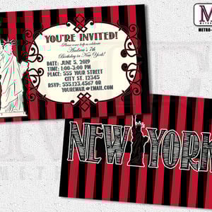 New York Invitations, New York Party, New York Birthday, Sweet 16 Invitations, New York Invitation, New York Invite, New York Invites - Thumbnail 4