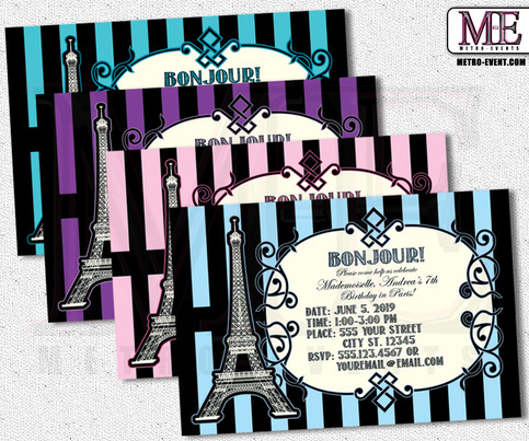 Paris Invitations, Paris Party, Paris Birthday, Sweet 16 Invitations, Paris Invitation, Paris Invite, Paris Invites