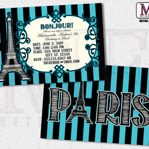 Paris Invitations, Paris Party, Paris Birthday, Sweet 16 Invitations, Paris Invitation, Paris Invite, Paris Invites - Thumbnail 1