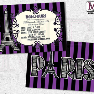 Paris Invitations, Paris Party, Paris Birthday, Sweet 16 Invitations, Paris Invitation, Paris Invite, Paris Invites - Thumbnail 2